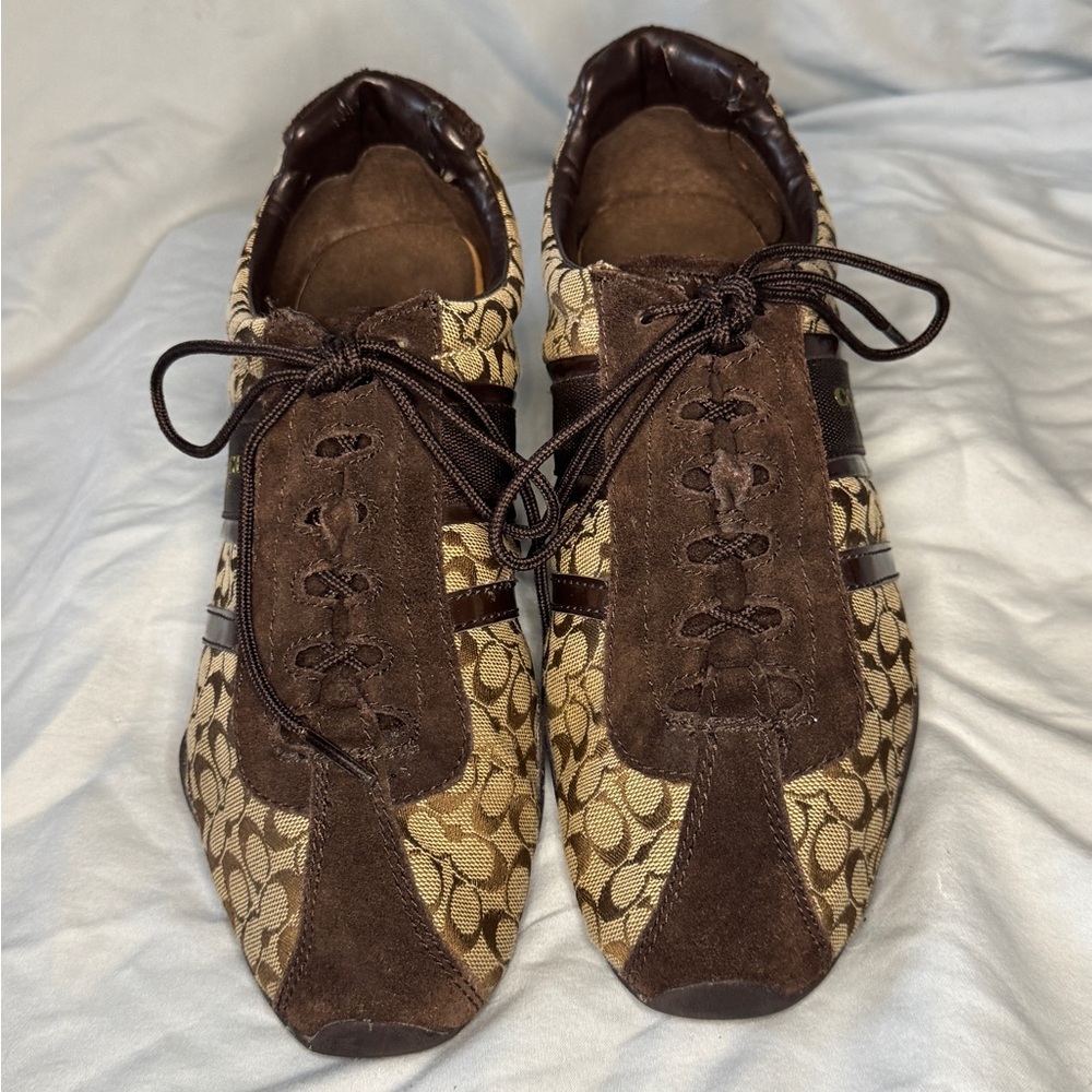 Coach Remonna Signature Sneaker Brown Logo Lace-Up Women’s Size 8